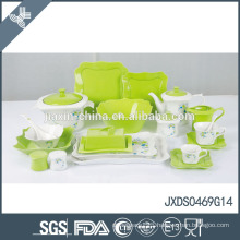 New arrival heat resistant green germany fine square ceramic dinner set